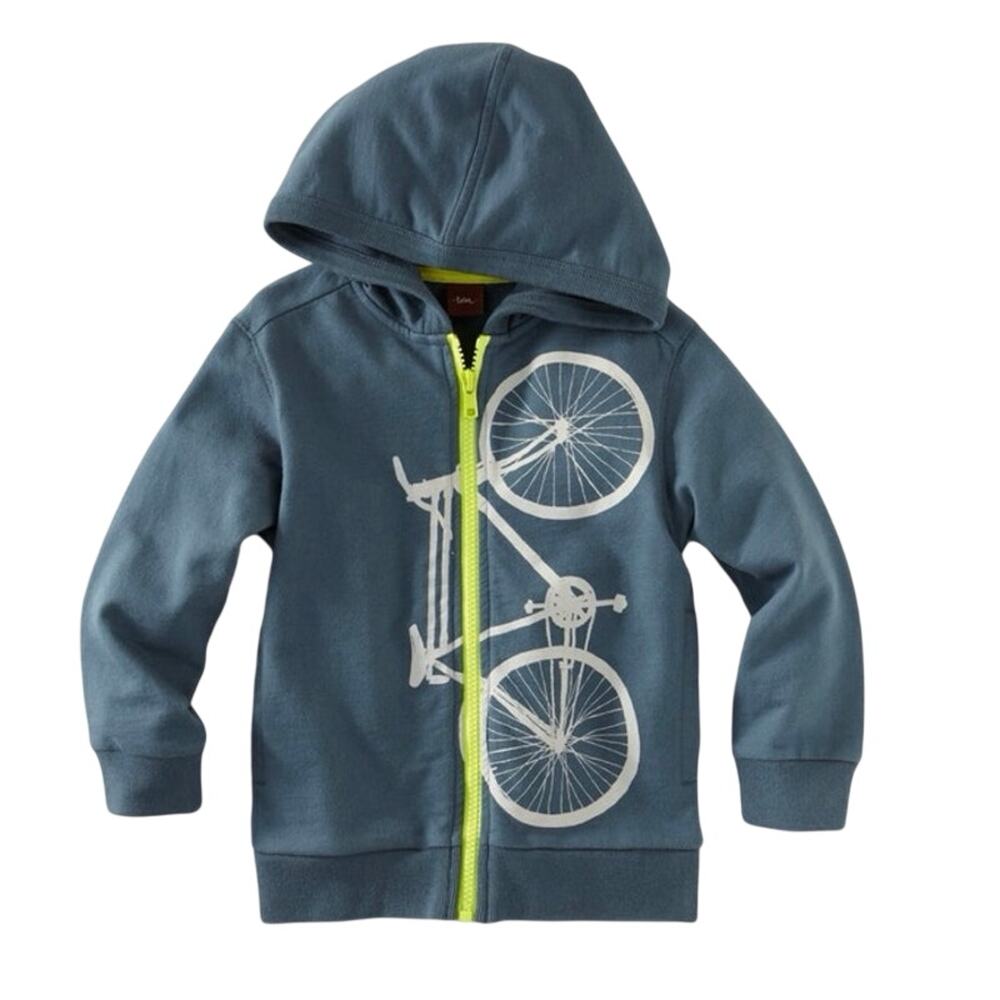 Tea Collection Cykel Hoodie Blue Full Zip Sweatshirt Boy's Size 10